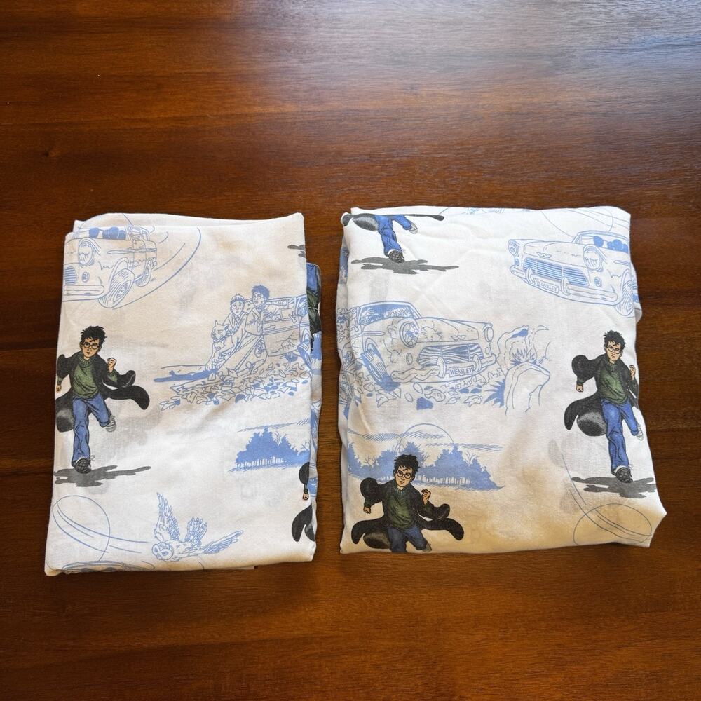 Vintage Harry Potter Twin Bed Sheet Set Flat & Fitted Material Quidditch